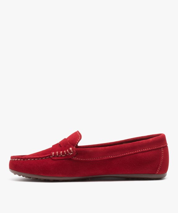 Mocassins femme confort unis en cuir velours  vue4 - GEMO (CASUAL) - GEMO