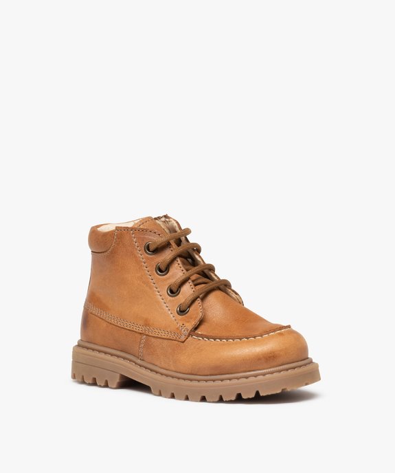 Boots garçon à lacets et zip dessus cuir uni – NA! vue2 - NA! - GEMO