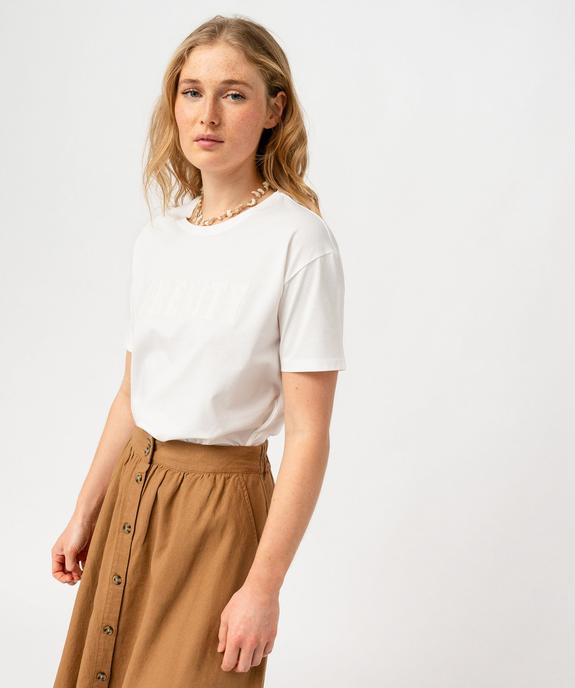 Tee-shirt à manches courte avec message brodé femme vue2 - GEMO(FEMME PAP) - GEMO