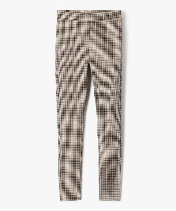 Pantalon slim en maille à carreaux et taille haute fille vue1 - GEMO (JUNIOR) - GEMO