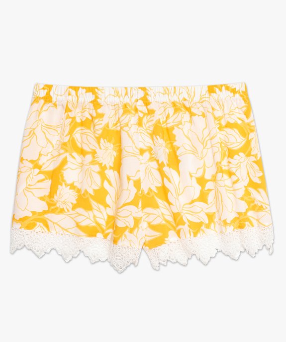 Short de pyjama femme fluide à dentelle à motif floral vue4 - GEMO(HOMWR FEM) - GEMO