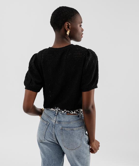 Tee-shirt à manches courtes en maille ajourée femme vue3 - GEMO 4G FEMME - GEMO