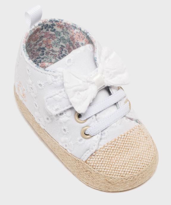 Chaussons de naissance tennis en toile brodée bébé fille - LuluCastagnette vue5 - LULU CASTAGNETTE GEMO FOR GOOD - GEMO