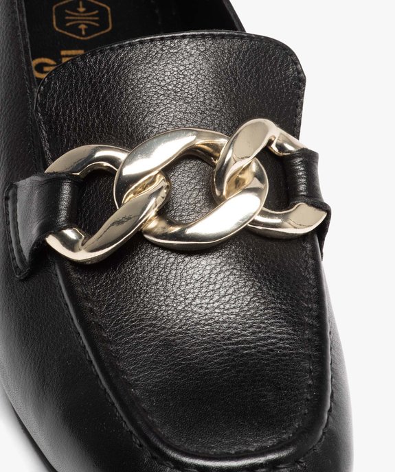 Mocassins femme en cuir avec bride chaînette  vue6 - GEMO (CASUAL) - GEMO