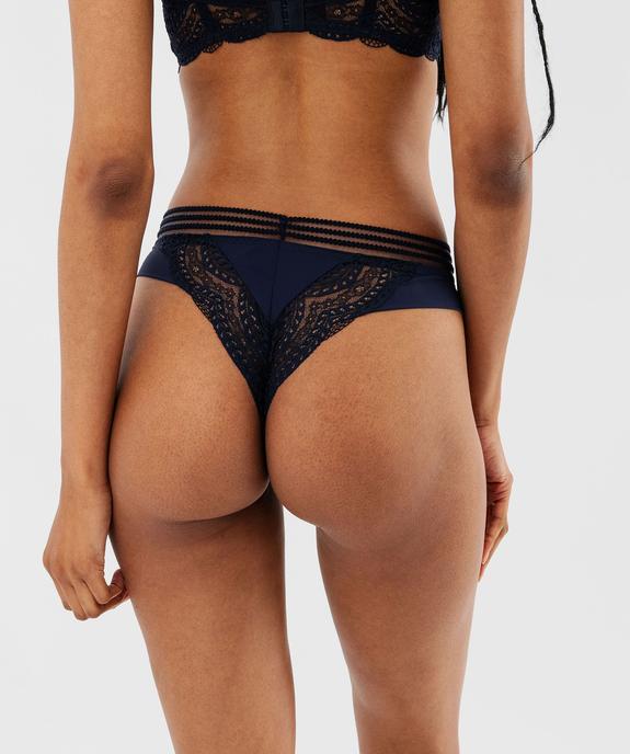 Tanga en dentelle et microfibre femme vue2 - GEMO(HOMWR FEM) - GEMO