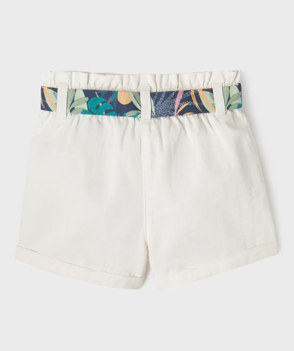 Short en coton taille haute avec ceinture à nouer fille vue3 - GEMO (ENFANT) - GEMO