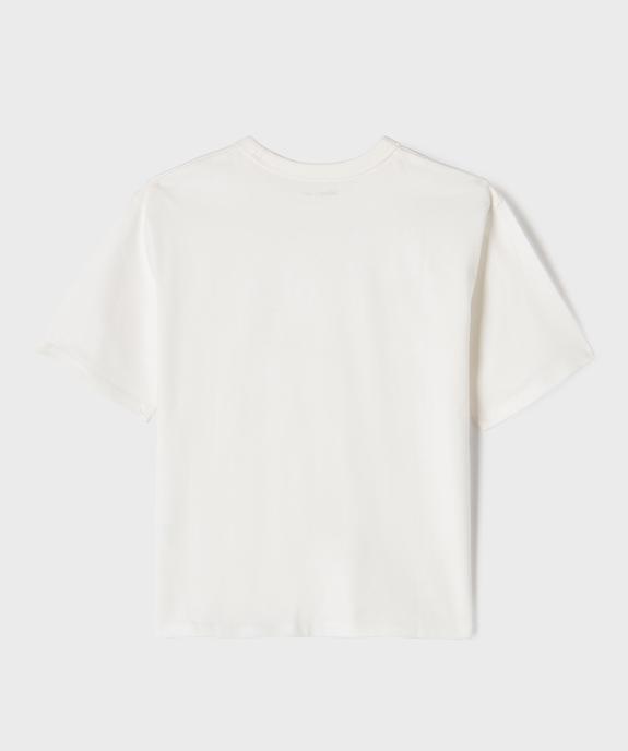 Tee-shirt manches courtes et col rond uni en coton résistant fille vue3 - GEMO 4G FILLE - GEMO