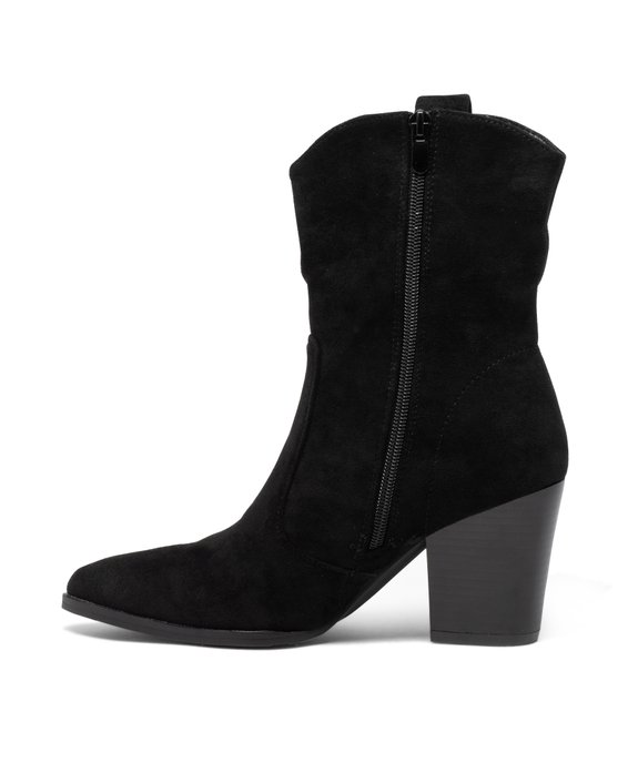 Boots femme à talon unies en suédine style santiag vue3 - SANS MARQUE - GEMO