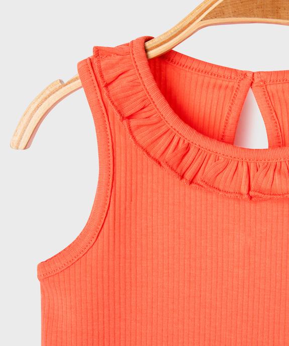 Débardeur avec volant sur le col et finitions froncées bébé fille vue2 - GEMO 4G BEBE - GEMO