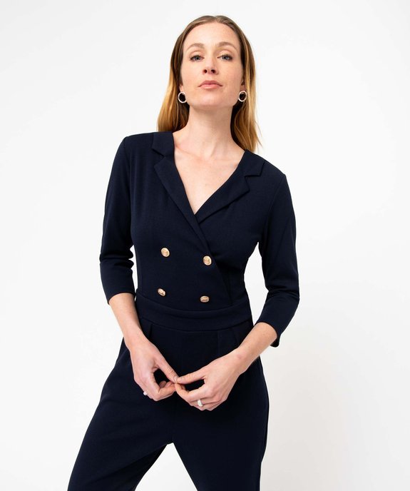 Combinaison pantalon femme avec haut croisé et boutons fantaisie vue2 - GEMO(FEMME PAP) - GEMO