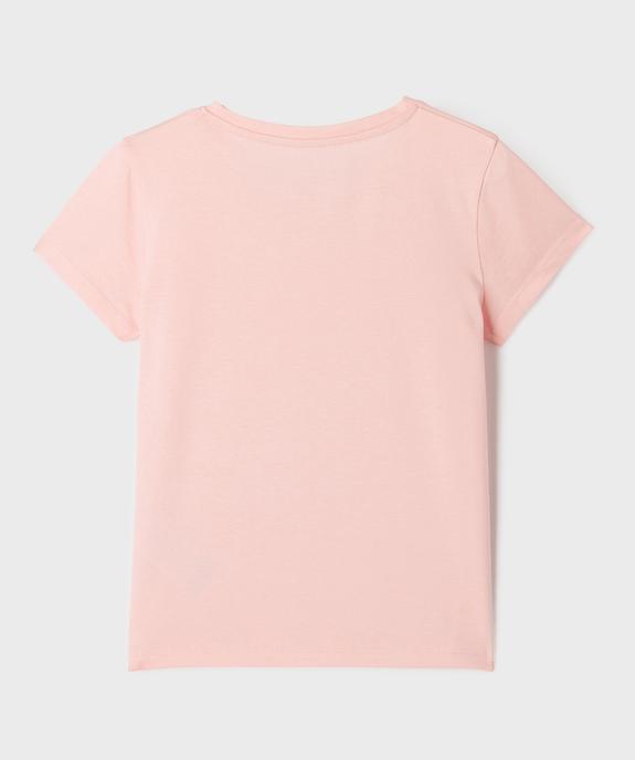 Tee-shirt manches courtes avec motif positif fille vue3 - GEMO (ENFANT) - GEMO