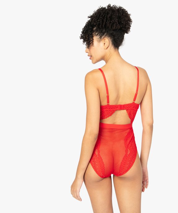 Body femme en dentelle avec armatures vue3 - GEMO(HOMWR FEM) - GEMO
