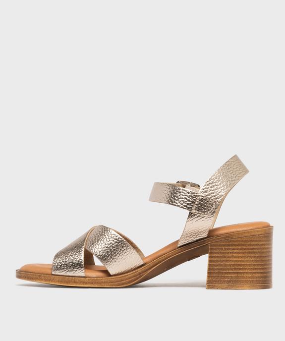 Sandales à talon en cuir femme - Tanéo vue3 - TANEO - GEMO