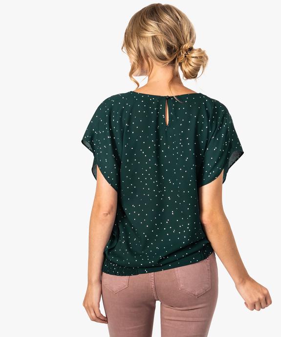 Blouse femme manches courtes fluide à col V et motifs argentés vue3 - GEMO(FEMME PAP) - GEMO