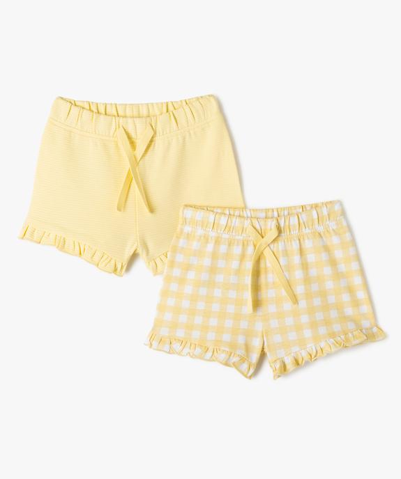 Short en coton avec volants bébé fille (lot de 2) vue1 - GEMO(BEBE DEBT) - GEMO