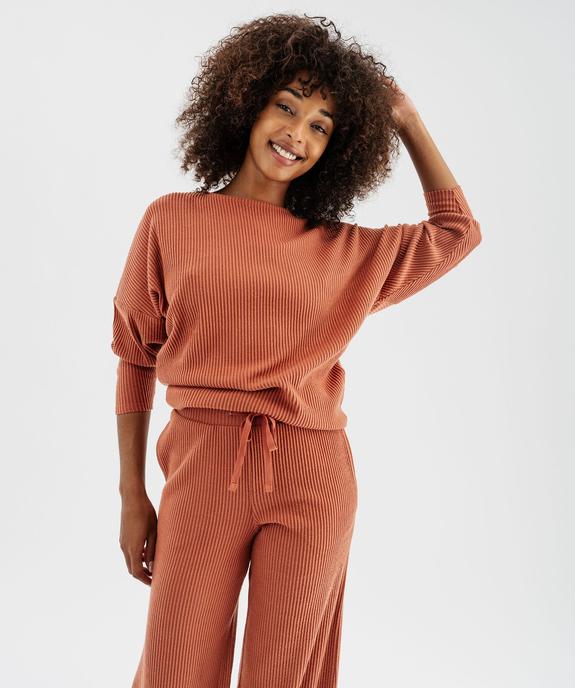 Haut de pyjama en maille côtelée femme vue2 - GEMO 4G FEMME - GEMO