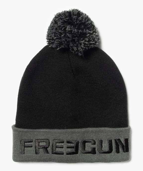 Bonnet garçon en maille à pompon et revers - Freegun vue1 - FREEGUN - GEMO
