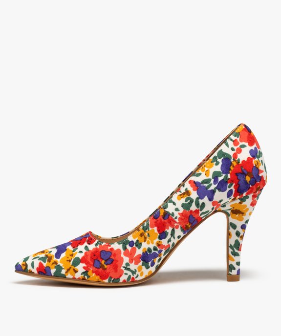 Escarpins femme à talon dessus imprimé végétal vue3 - GEMO(URBAIN) - GEMO
