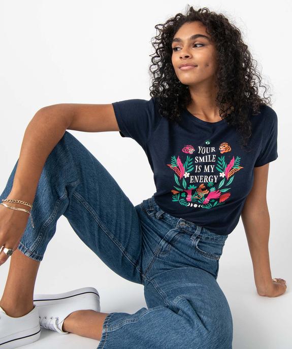 Tee-shirt femme à manches courtes avec inscription vue5 - GEMO 4G FEMME - GEMO