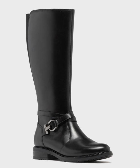Bottes cavalières en cuir à zip et élastiques femme - Tanéo vue2 - TANEO - GEMO