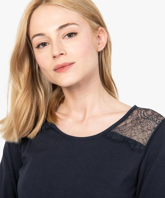 Tee-shirt femme à manches longues et dentelle vue2 - GEMO (MAILLE) - GEMO