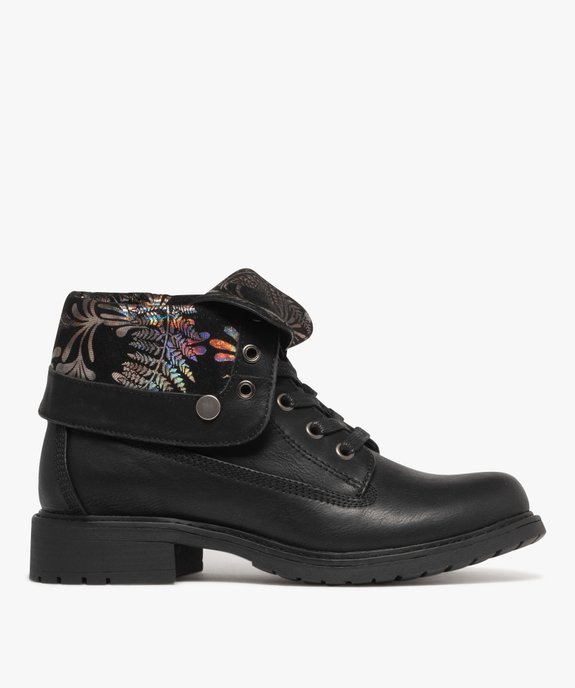 Boots femme biker à col et languette rabattable à motifs pailletés vue2 - VALENTINA BALDA - GEMO