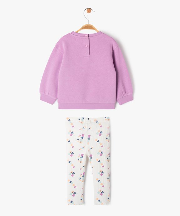 Ensemble 2 pièces bicolore bébé fille : sweat + legging côtelé vue4 - GEMO(BEBE DEBT) - GEMO