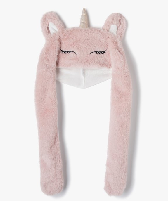 Bonnet peluche licorne avec oreilles animées fille vue3 - GEMO (ENFANT) - GEMO