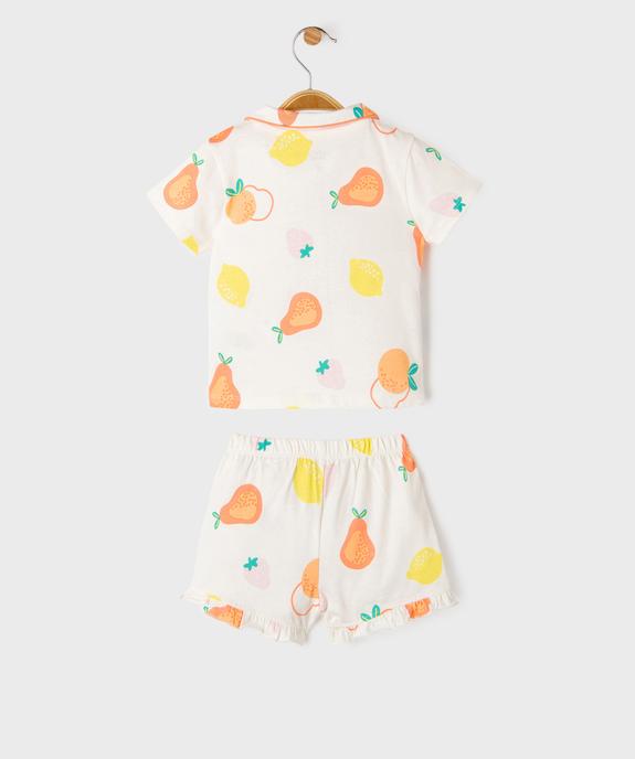 Pyjashort 2 pièces en coton à motifs fruits bébé fille vue4 - GEMO 4G BEBE - GEMO