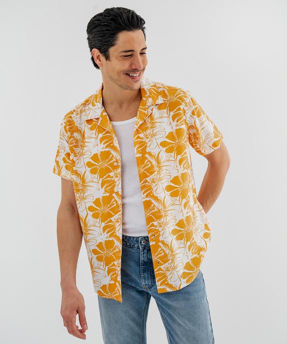 Chemise manches courtes et col cubain en viscose majoritaire homme vue1 - GEMO 4G HOMME - GEMO