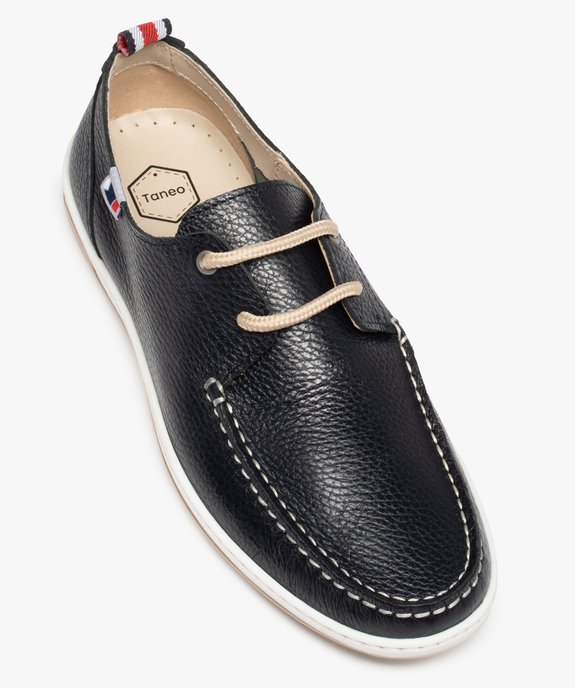 Chaussures bateau homme dessus cuir uni - Tanéo vue5 - TANEO - GEMO