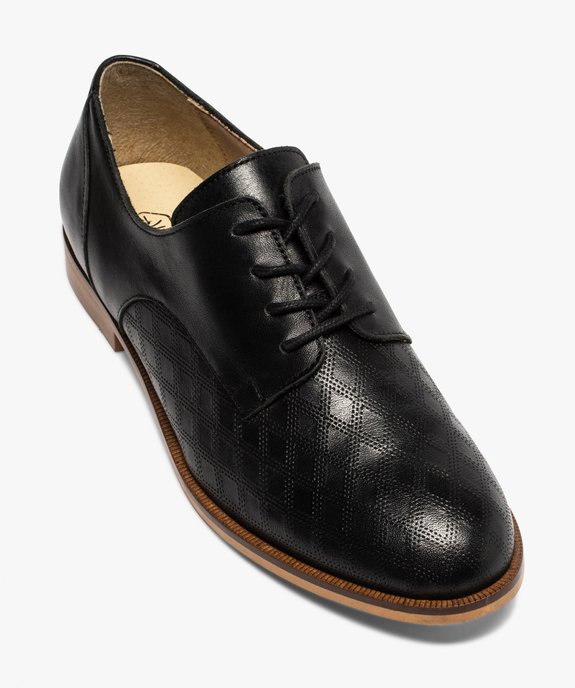 Derbies femme à talon plat et tige perforée vue5 - GEMO (CASUAL) - GEMO