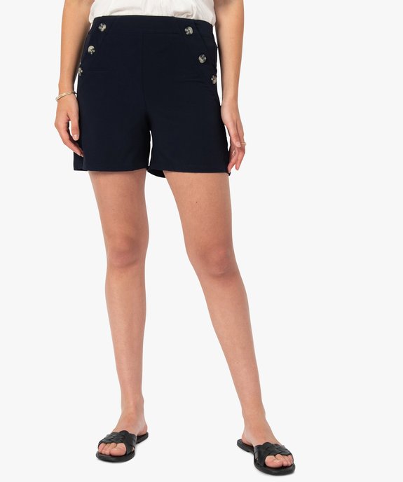 Short femme ample taille haute à pont boutonné vue1 - GEMO(FEMME PAP) - GEMO