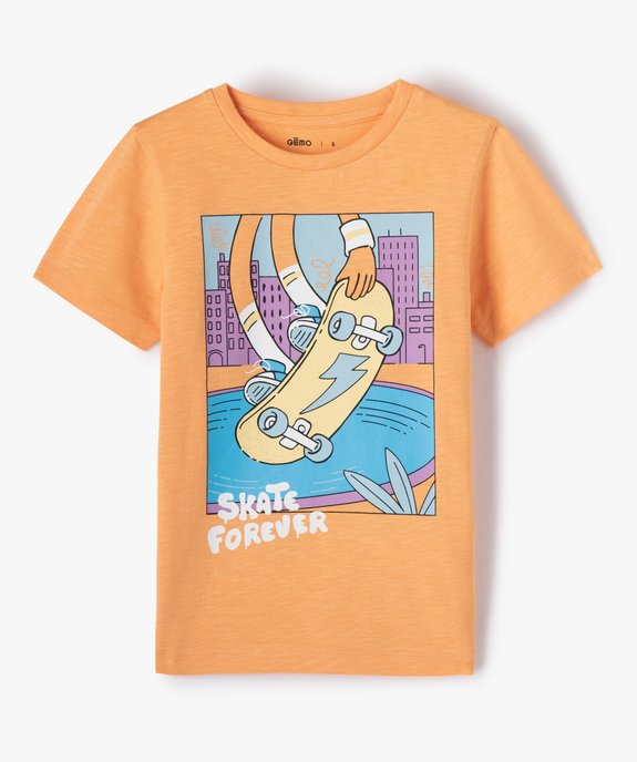 Tee-shirt garçon à manches courtes et imprimé skate fluo vue1 - GEMO (ENFANT) - GEMO