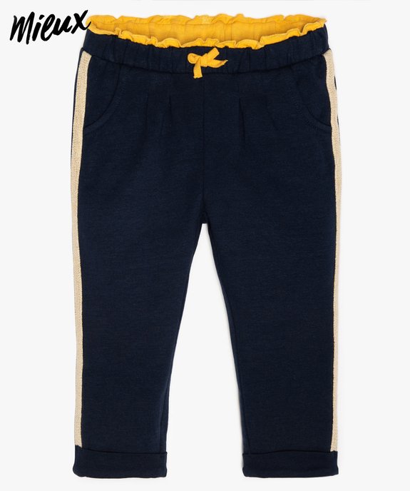 Pantalon bébé fille enmolleton doux avec du coton bio vue1 - GEMO 4G BEBE - GEMO