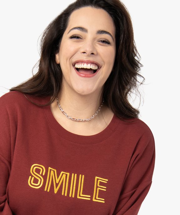 Sweat femme grande taille court avec message brodé vue2 - GEMO (G TAILLE) - GEMO
