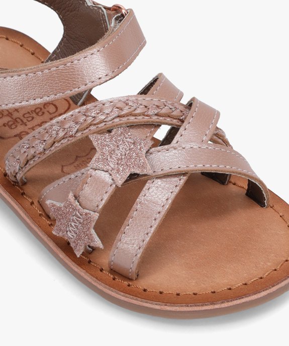 Sandales fille à brides en cuir métallisées – LuluCastagnette vue6 - LULU CASTAGNETT - GEMO