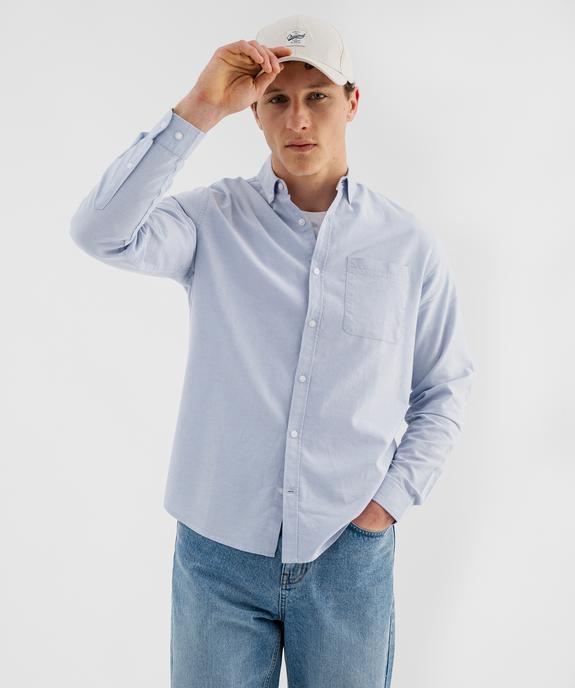 Chemise manches longues regular en coton rayé homme vue1 - GEMO 4G HOMME - GEMO