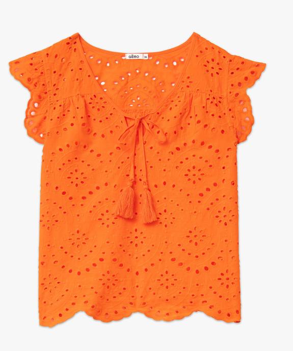 Blouse femme à manches courtes en broderie anglaise vue4 - GEMO(FEMME PAP) - GEMO