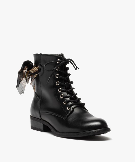 Boots femme à talon plat unis avec ruban fantaisie vue2 - GEMO (CASUAL) - GEMO