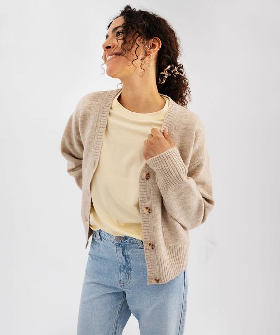 Gilet à col V avec poches femme vue2 - GEMO(FEMME PAP) - GEMO