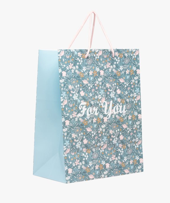 Sac cadeau en papier format moyen motif fleuri vue1 - GEMO 4G FILLE - GEMO