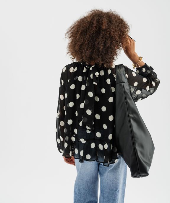 Blouse à pois en voile avec lien dans le dos femme vue3 - GEMO(FEMME PAP) - GEMO