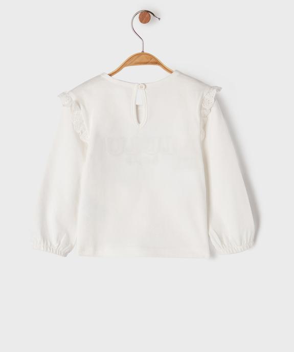 Tee-shirt manches longues avec épaules volantées bébé fille - LuluCastagnette vue3 - LULU CASTAGNETTE GEMO FOR GOOD - GEMO