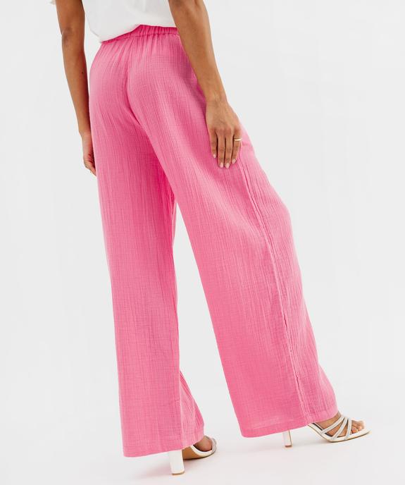 Pantalon large en gaze de coton femme vue3 - GEMO(FEMME PAP) - GEMO