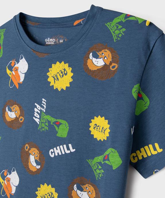 Tee-shirt manches courtes en jersey de coton imprimé garçon vue3 - GEMO 4G GARCON - GEMO