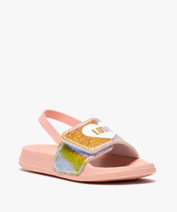 Mules de piscine fille à bride élastique et bandeau scratch vue2 - GEMO (ENFANT) - GEMO