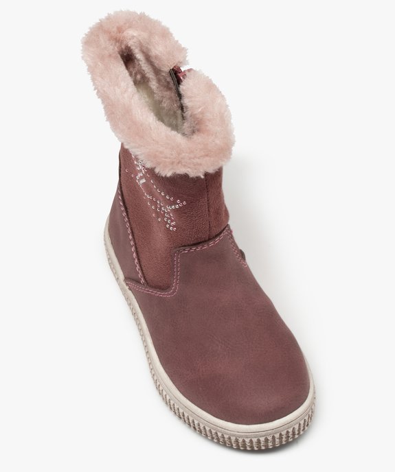 Bottes fourrées fille en suédine motif étoile en strass vue5 - GEMO (ENFANT) - GEMO