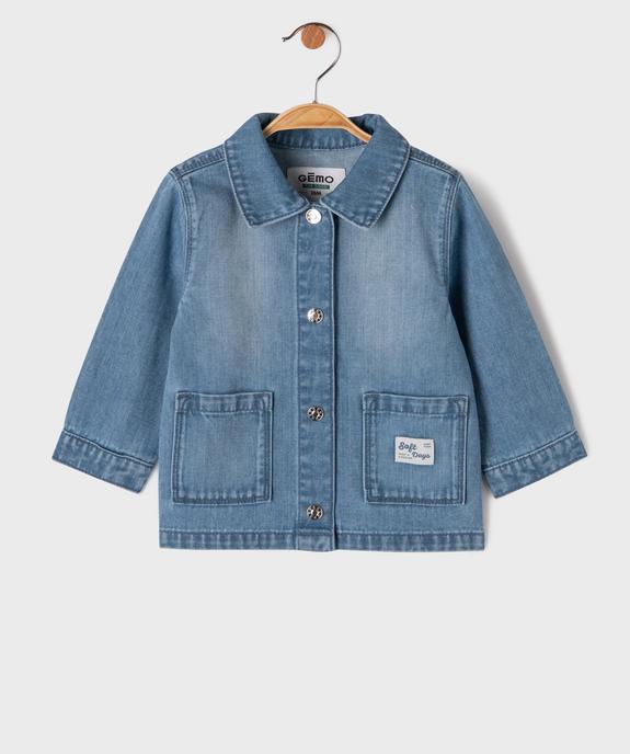 Veste en jean délavée en coton avec poches plaquées bébé fille vue1 - GEMO(BEBE DEBT) - GEMO