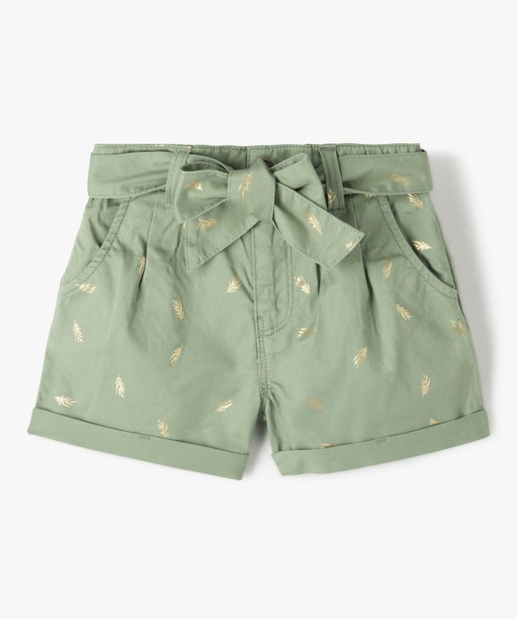 Short fille large en toile de coton à motifs dorés vue1 - GEMO (ENFANT) - GEMO